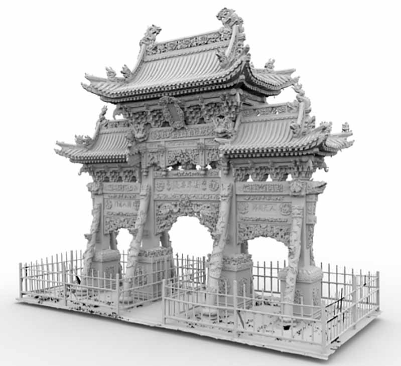 純幾何模型中龍泉寺牌坊的第一個(gè)3D模型。.jpg